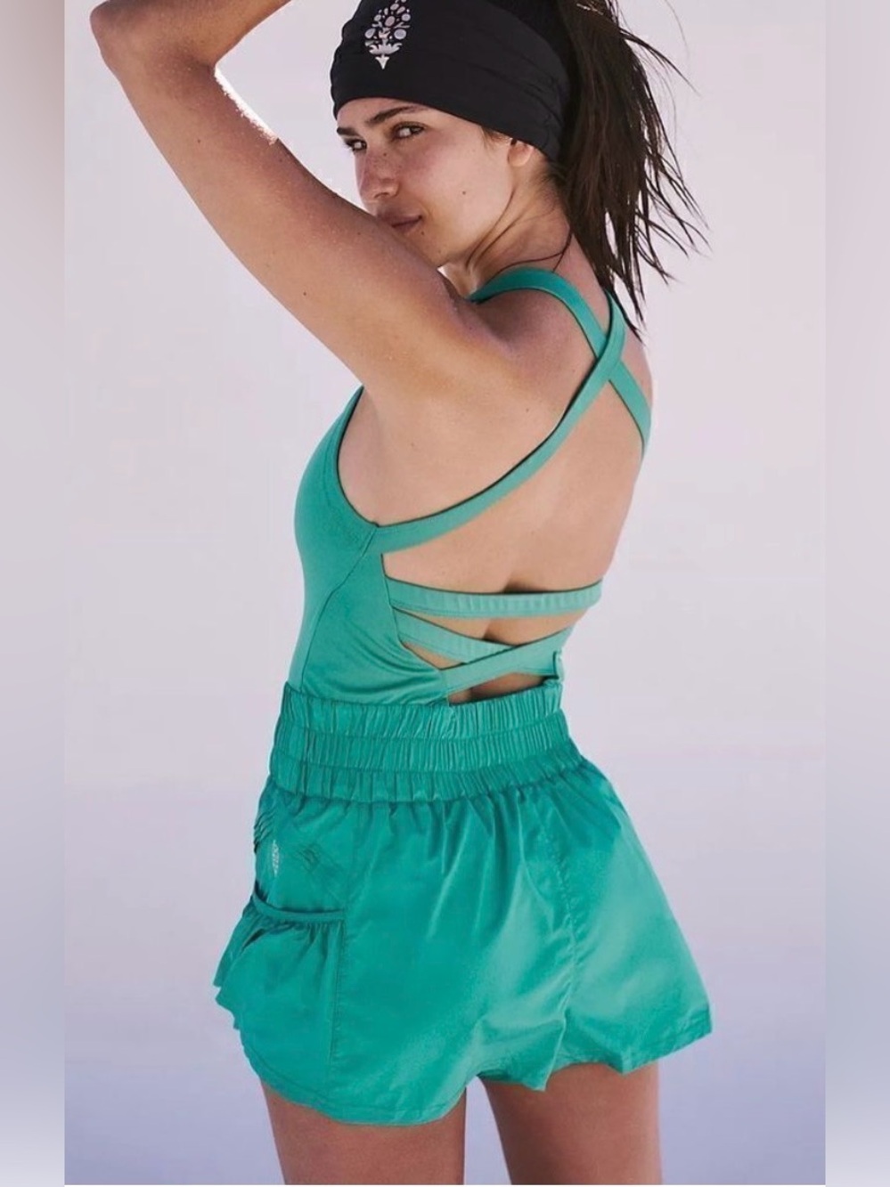 New Free People Movement - Sport Green Get Your Flirt On Shortsie Size XS